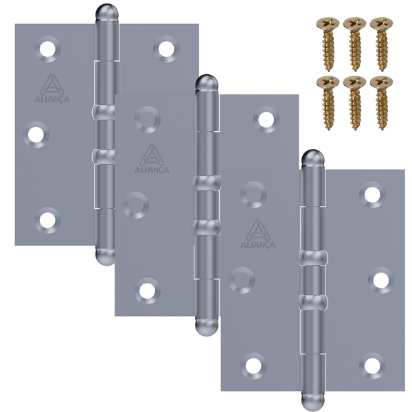 Dobradiça Para Porta Portão Madeira Aço Zincado Pino Bola | A